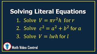 How to Solve Literal Equations  Algebra 1 Math Video Central [upl. by Barrada]