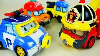 Water Poli Robocar Poli car toys marine and rescue fire truck play [upl. by Suoilenroc]