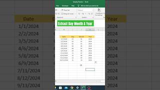 Extract Day Month amp Year excel shorts [upl. by Whang8]