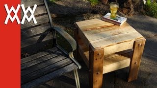 DIY rustic side table made from free pallets [upl. by Crotty]