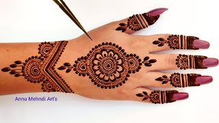 Easy back hand mehndi design  Simple Mehandi Design  Aasan Mehendi design  Mehandi ka Design [upl. by Dorsy]