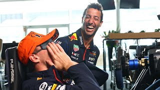 F1 Sim 3 Driver Challenge feat Daniel Ricciardo Max Verstappen and Checo Perez [upl. by Mathia]