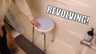 OasisSpace 360 Degree Rotating Shower Chair Review  Tool Free Adjustable Shower Stool Tub Chair [upl. by Eelatan]