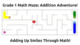 Maths Quiz for kids  Addition Grade 1  with Maze Fun  Help solve the Maze [upl. by Anatak]