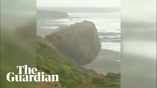 Cornwall cliff collapse caught on camera [upl. by Melena]