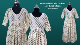 Easy Alia Style Kurti Cutting and Stitching Tutorial – Front amp Back Desing in Tamil [upl. by Whiting]