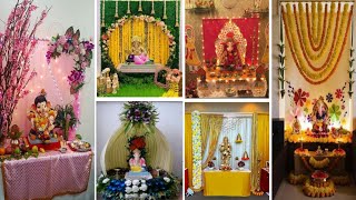 Flower Decoration For Ganpati at Home  Ecofriendly Flowers Ganpati bappa Decoration ideas [upl. by Kali60]