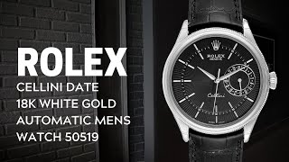 Rolex Cellini Date 18K White Gold Automatic Mens Watch 50519 Review  SwissWatchExpo [upl. by Atnahc884]