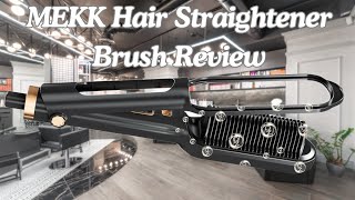 MEKK Hair Straightener Brush Review  3D Ceramic Bristles amp AntiScald Design [upl. by Kcirej115]