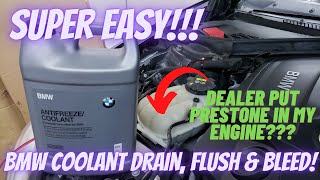 BMW Coolant DrainFlush amp Bleed Super Easy DIY [upl. by Aicitan]