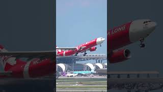 AIRASIA X A330300 takeoff at Bangkok Airport shorts aviation a330 takeoff bangkok plane [upl. by Domela224]