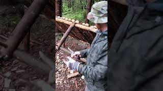 Bushcraft Dowel Joint  Bushcraft Hand Auger  Shelter Building [upl. by Aleb743]