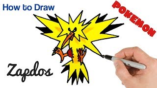 How to Draw Zapdos Pokemon Easy [upl. by Adnor443]