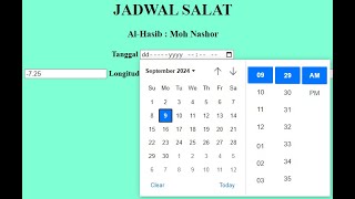 Jadwal Shalat Menghitung Hari Deklinasi dan Perata Waktu JavaScript [upl. by Colyer]