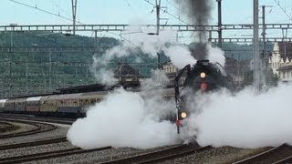 Dampflok 141R1244 quotMikadoquot mit Sonderzug in Brugg SNCF Mai 2012 [upl. by Arel]