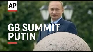 Bush Blair Putin at G8 summit police break up small demo [upl. by Straub]