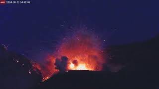 June 9 2024 night Big Strombolian eruption like fireworks from Semeru volcano Indonesia [upl. by Almeria89]