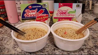 Bowl Noodle Hot amp Spicy vs Lobster Flavor 🦞 🍜 Nongshim Ramen Soup Mukbang [upl. by Malik]