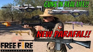 FREE FIRE Guns in Real Life PARAFAL GUNAUGPlasma Guncg15AuGAWMM82B💣IN REAL LIFE PART2 [upl. by Gobert]