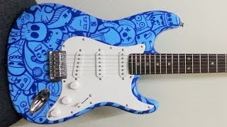 CUSTOM GUITAR paint job using posca pen with doodle art [upl. by Gallager199]