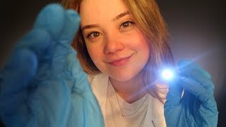 ASMR Up Close FACIAL EXAMINATION Roleplay With 4 Different GLOVES Light Triggers Crinkles [upl. by Yrollam]