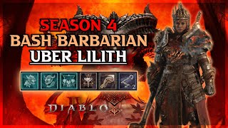 Uber Echo of Lilith Kill Season 4  Bash Barb  Diablo 4 Gameplay [upl. by Tik]