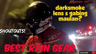 kyt raincoat test review  dark smoke lens night test  best rain gear   yamaha aerox 155 [upl. by Neehcas312]