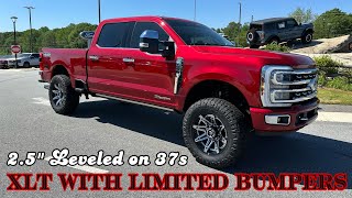 2024 Ford F250 XLT RAPID RED 25quot Leveled on 37s with Limited Bumpers [upl. by Nichol]