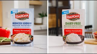 A New Way to Mash  Idahoan® Reduced Sodium and Dairy Free Buttery Homestyle Mashed Potatoes [upl. by Annohs]