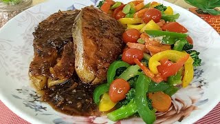 Salmon Teriyaki With Fried Vegetable ╴RecipeLiniCooking [upl. by Alyssa824]