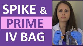 How to Prime IV Tubing Line  How to Spike a IV Bag for Nursing [upl. by Iznik]