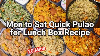 Monday to Saturday Healthy Rice Lunch Box Recipe Ideas  6 Pulao Lunch Box Recipes for Kids amp Adults [upl. by Hooke]