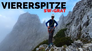 Viererspitze 2054m  SÜDWESTGRAT UIAA IV Leichte Kletterei im Karwendel  Zustieg Kreuzklamm [upl. by Kurtis456]