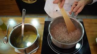 Ricetta Risotto allAmarone e Monte Veronese In cucina con Hospes [upl. by Macswan]