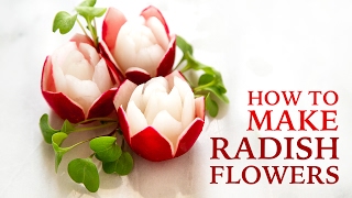 How To Make A Radish Flower  Vegetable Carving Tutorial Fruit Rose Carving [upl. by Atinniuq320]