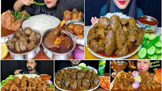 ASMR EATING SPICY MUTTON LIVERMUTTON MASALAGREEN CHILLISALADREAL MUKBANGNO TALKINGASMR EATING [upl. by Leksehc]