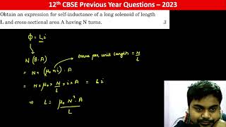 Obtain an expression for selfinductance of a long solenoid of length L and crosssectional area A [upl. by Aelrac]