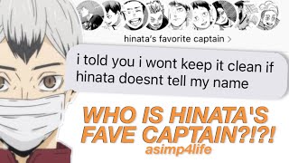 HAIKYUU TEXTS WHO IS HINATAS FAVORITE CAPTAIN HINATAS HAREM [upl. by Netniuq657]