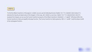 Find the Hilbert transform of the signal x  sintt ii Show that a signal and its Hilbert transform [upl. by Odnala372]