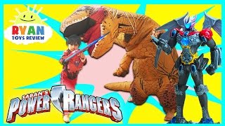 POWER RANGER MOVIE TOYS MEGAZORD Surprise Toys Hunt Giant Life Size Dinosaur Attack Pretend Play [upl. by Hare]