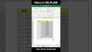 How to Find the Day of the Week for Any Date in Excel excel date exceltips [upl. by Apps936]