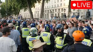 FLARES AND PROTESTS AT DOWNING STREET LONDON Live News GRS [upl. by Ted213]