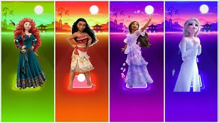 Brave Merida 🆚 Moana Princess 🆚 Isabella Princess Princess 🆚 Elsa Frozen  Tiles Hop EDM Rush [upl. by Jacquelynn]