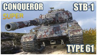 Super Conqueror STB1 amp Type 61 • Raseiniai Heroes WoT Blitz [upl. by Merp744]