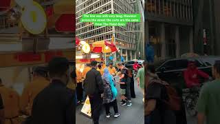 The Halal Guys line Best gyro NYC  foodies nycvlog travelblogger [upl. by Cherianne335]