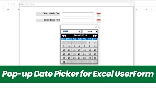 Popup Date Picker for Excel VBA UserForm [upl. by Anir]