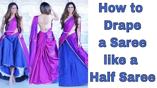 How to wear a Cancan Saree  How to Drape Saree like Half Saree  How to Half Saree  Tia Bhuva [upl. by Inhsor489]