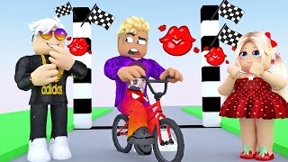 BİRİNCİ OLANI ÖPÜYORUZ   Roblox Obby But You are on a Bike [upl. by Barnum]