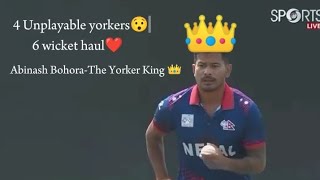 ll Abinash Bohora 6 wickets ll 4 unplayable Yorkers ll Nepal vs Maldives Bowling Highlights ll [upl. by Bradlee]