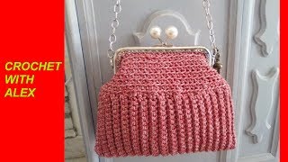 CROCHET BAG WITH HANDLE back stitch pattern [upl. by Wauters41]